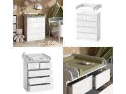 Wickelkommode branco/branco brilhante 80x76x110.2 emma