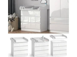 Wickelkommode branco/branco brilhante 80x76x87 emma
