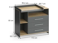 Wickelkommode carvalho antracite/goldkraft 113x53.1x93 oskar