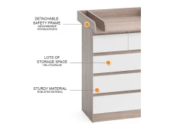 Wickelkommode sonoma/branco 80x76x110.2 emma