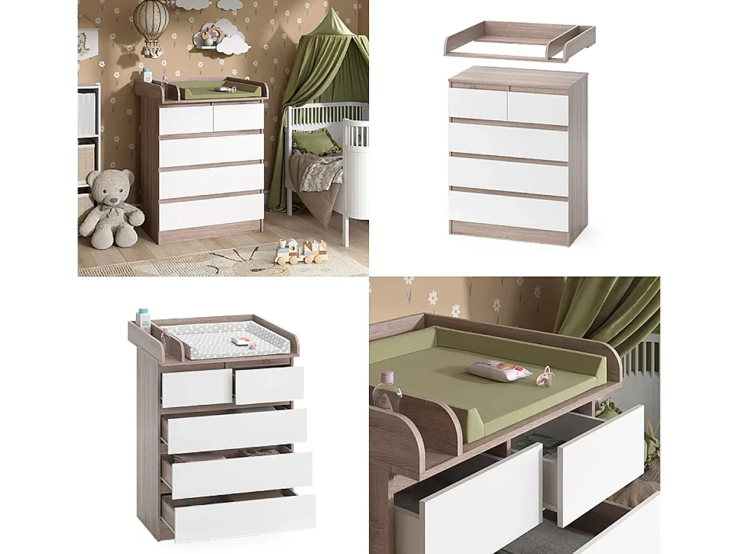Wickelkommode sonoma/branco 80x76x110.2 emma