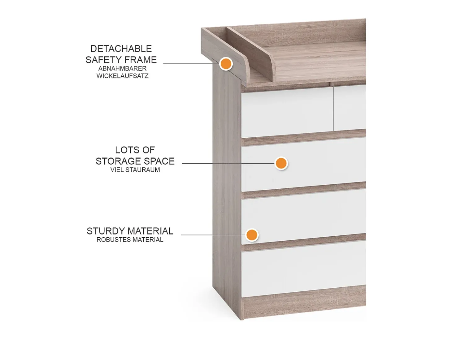 Wickelkommode sonoma/branco 80x76x110.2 emma