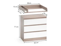 Wickelkommode sonoma/branco 80x76x87 emma