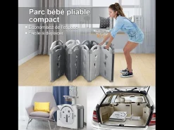 Yoleo grande parque dobrável dobrável dobrável, 20+2 painéis modulares de plástico ecológico, com cesto de basquete, 230x230x60cm