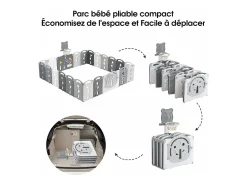 Yoleo grande parque dobrável dobrável dobrável, 20+2 painéis modulares de plástico ecológico, com cesto de basquete, 230x230x60cm