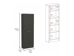 Z 60 Armário multifunções com duas portas e prateleiras interiores , 180.59 cm X 59.94 cm X 29.97 cm , Preto