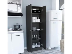 Z 60 Armário multifunções com duas portas e prateleiras interiores , 180.59 cm X 59.94 cm X 29.97 cm , Preto