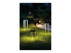 Zafferano - Lanterna Solar 2 LED, 37,3 cm - Luminária de parede e mesa de 2 W com bateria e sensor crepuscular - Preto