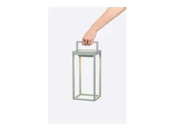 Zafferano - Lanterna Solar de 2 LEDs, 37,3 cm - Luminária de parede e mesa de 2 W com sensor crepuscular - Verde-sálvia