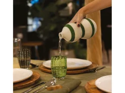 Zafferano Perle English Green Glass - Vidro colorido soprado, 32 cl, feito à mão - Conjunto de 2 copos artesanais para água ou coquetéis