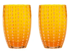Zafferano Perle Glass cores misturadas 1 - Vidro colorido soprado, 32 cl, feito à mão - Conjunto de 6 copos artesanais para água ou coquetéis