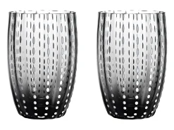 Zafferano Perle Glass cores misturadas 1 - Vidro colorido soprado, 32 cl, feito à mão - Conjunto de 6 copos artesanais para água ou coquetéis