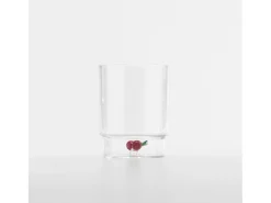 Zafferano Teca Frutta - Conjunto de 6 copos de vidro borossilicato com cerejas - Copo de 35 cl com fundo duplo, decorado à mão e fácil de lavar