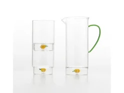 Zafferano Teca Frutta - Conjunto de 6 copos de vidro borossilicato com limão - Copo de 35 cl com fundo duplo, decorado à mão e fácil de lavar