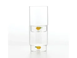 Zafferano Teca Frutta - Conjunto de 6 copos de vidro borossilicato com limão - Copo de 35 cl com fundo duplo, decorado à mão e fácil de lavar
