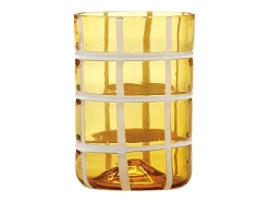 Zafferano Twiddle - Conjunto de 6 copos de vidro soprado colorido, 35 cl - Copos artesanais com decoração branca, laváveis ​​na máquina de lavar louça