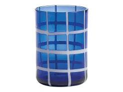 Zafferano Twiddle - Conjunto de 6 copos de vidro soprado colorido, 35 cl - Copos artesanais com decoração branca, laváveis ​​na máquina de lavar louça