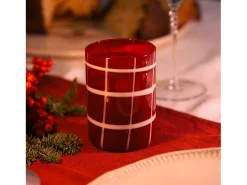 Zafferano Twiddle - Conjunto de 6 copos de vidro soprado vermelho, 35 cl - Copos artesanais com decoração branca, laváveis ​​na máquina de lavar louça